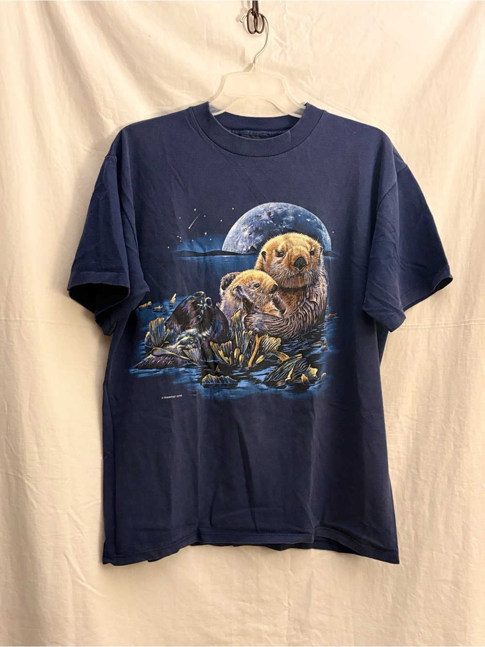 Vintage 90s Sea Otter Nature Wildlife Mother Earth T Shirt Habitat Large Moon